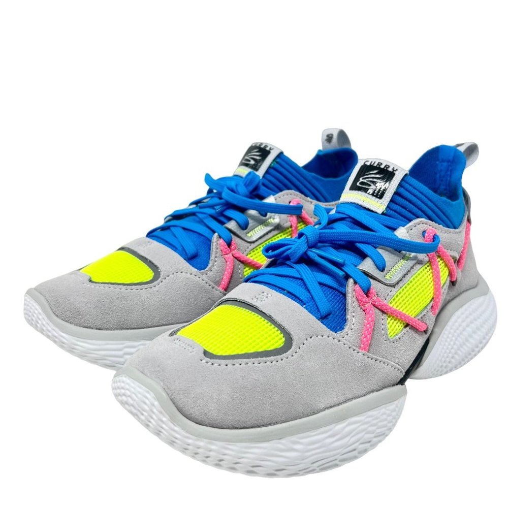 Under Armor Curry Flow 3023815-107 Electric Blue Yellow Pink Shoes Womens 9 NWOT